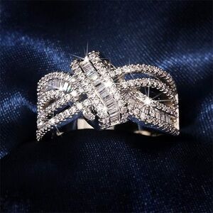💋Luxurious Sterling Silve Twisted Love Knot Crisscross Ring